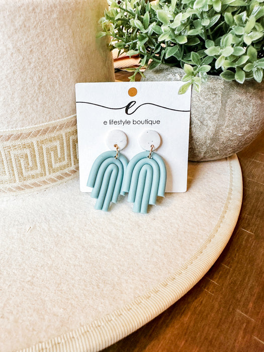 Ariella Clay Earrings in Mint and White