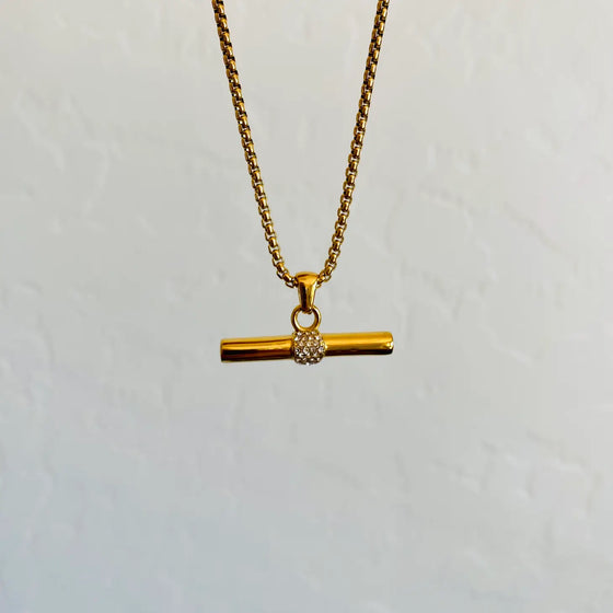 Chelsea Crystal Bar Necklace in Gold