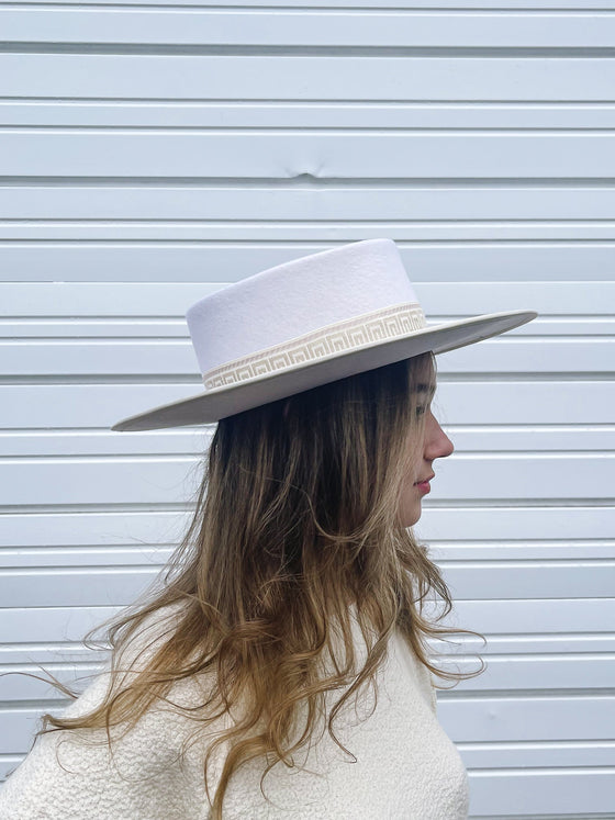Liberty Gambler Hat with Detailed Band in Ivory