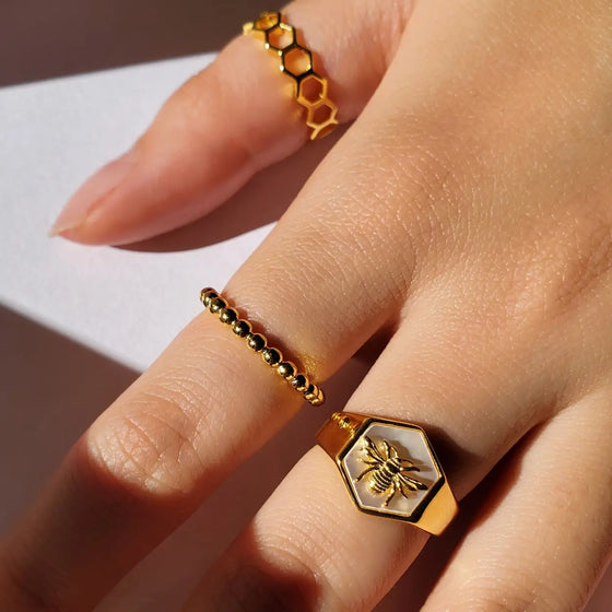 Margot Beaded Ring in Gold