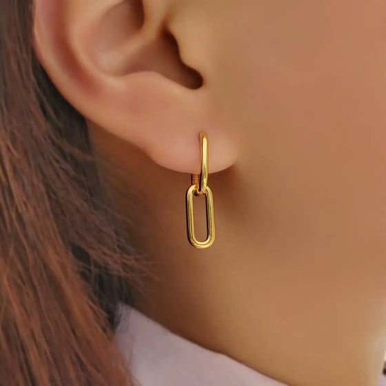 Allie Chain Drop Hoop Earrings in Gold