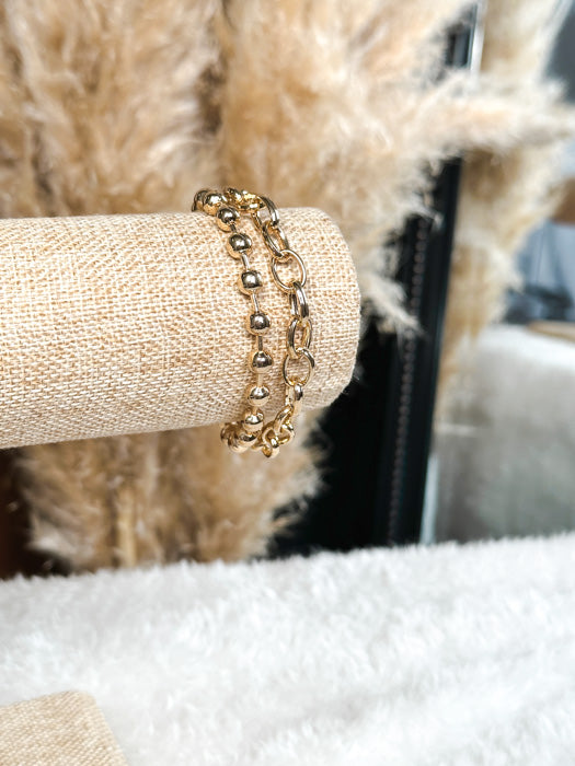 Mackenzie Bead Link Chain Bracelet in Gold