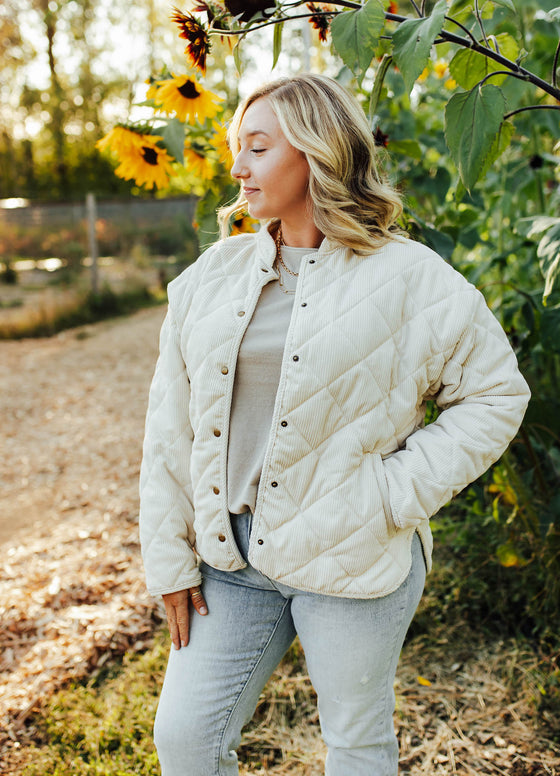 Roselyn Quilted Jacket in Ecru