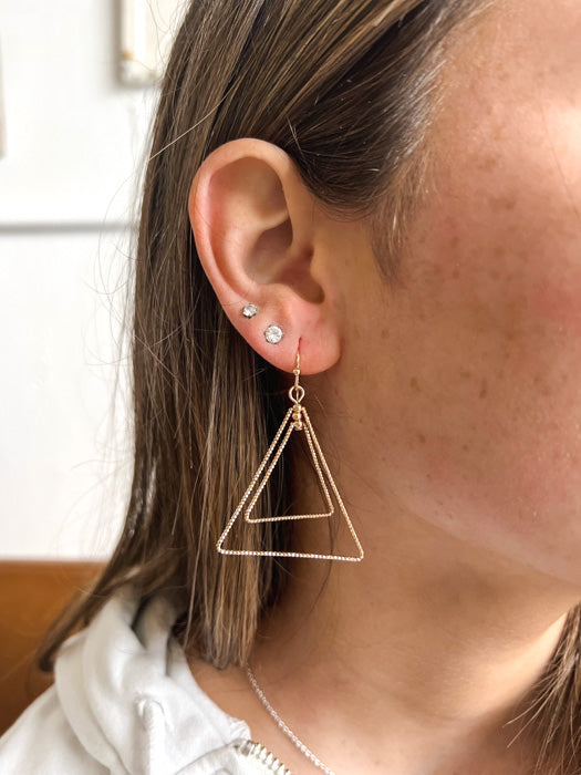 Lydia Layered Triangle Earrings in Gold