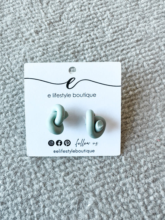 Catalina Knot Clay Earrings in Green