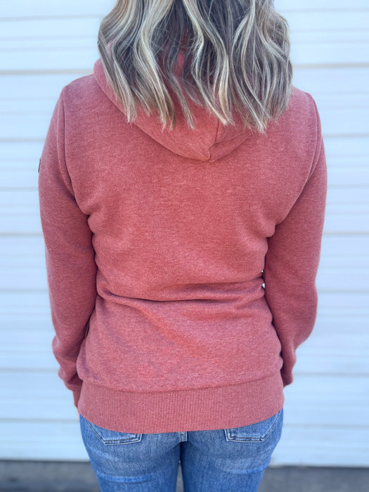 Juniper Side Zip Sweatshirt In Burnt Red