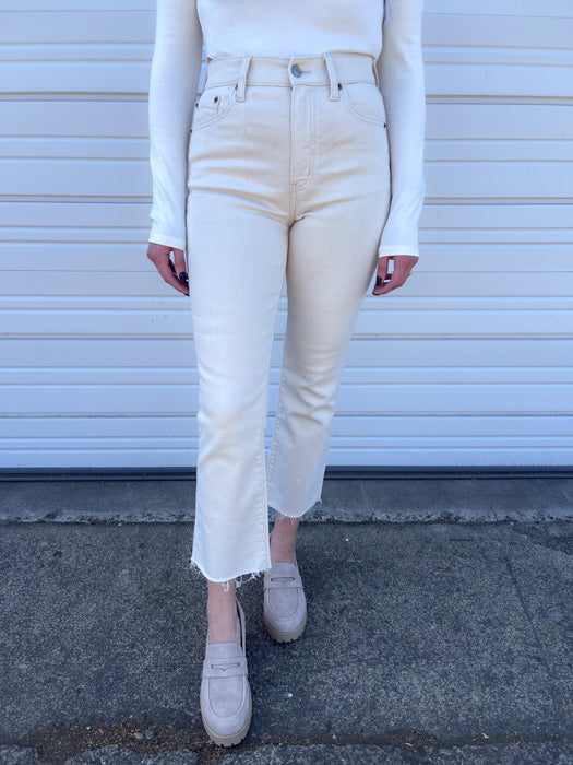 Annalise Crop Flare Jeans in Cream
