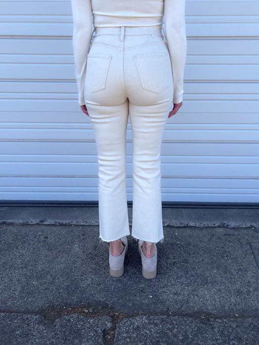 Annalise Crop Flare Jeans in Cream