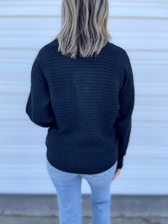 Maggie Crop Dolman Sweater in Black