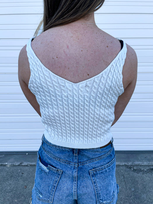 Madison Crop Sweater Tank In Ivory