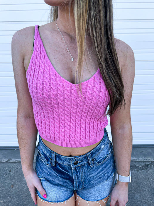 Madison Crop Sweater Tank In Pink