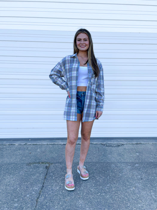 Lily Light Plaid Top In Blue