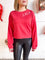 Jimena XOXO Neckline Sweatshirt in Cranberry