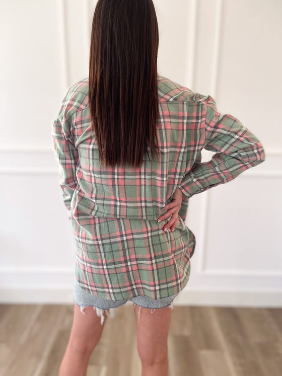 Lily Light Plaid Top In Sage