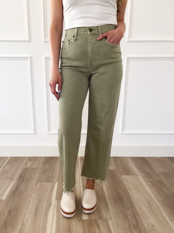 Bristol Wide Ankle Jeans in Green