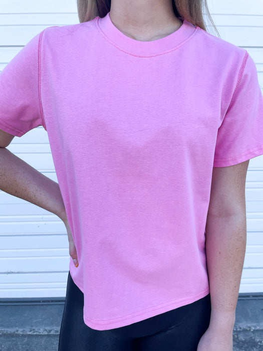 Miriam Boxy Short Sleeve Top in Pink