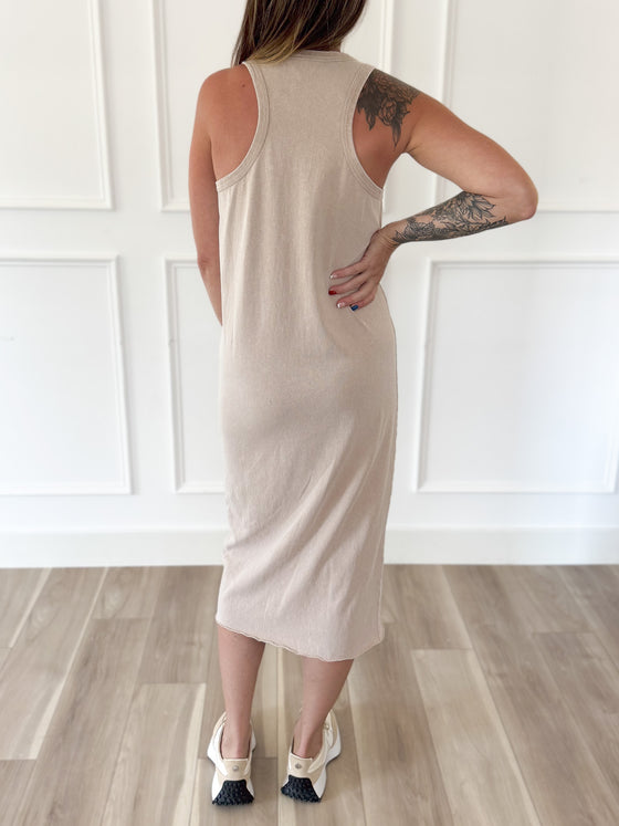 Reyna Tank Midi Dress in Tan