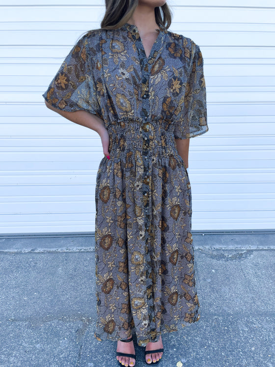 Raelyn Floral Short Sleeve Midi Dress