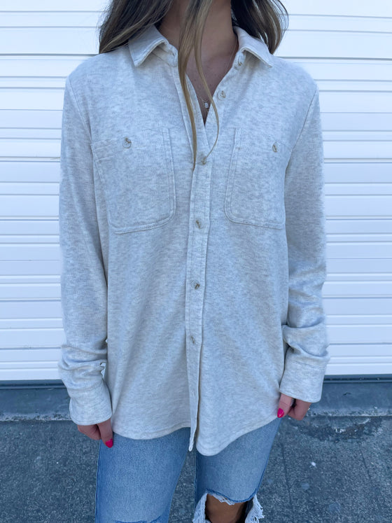 Delaney Heathered Button Up Top
