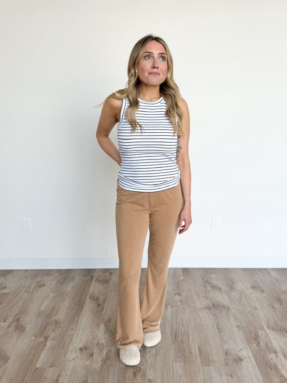 Ellianna Flare Stretch Pants in Pale Brown