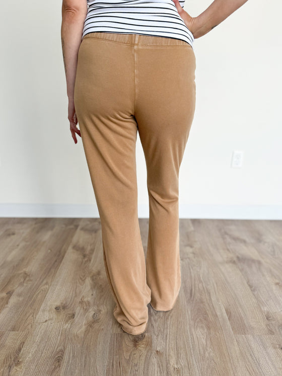 Ellianna Flare Stretch Pants in Pale Brown