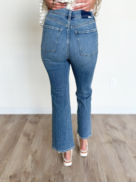 Novah Dark Wash Crop Bell Jeans