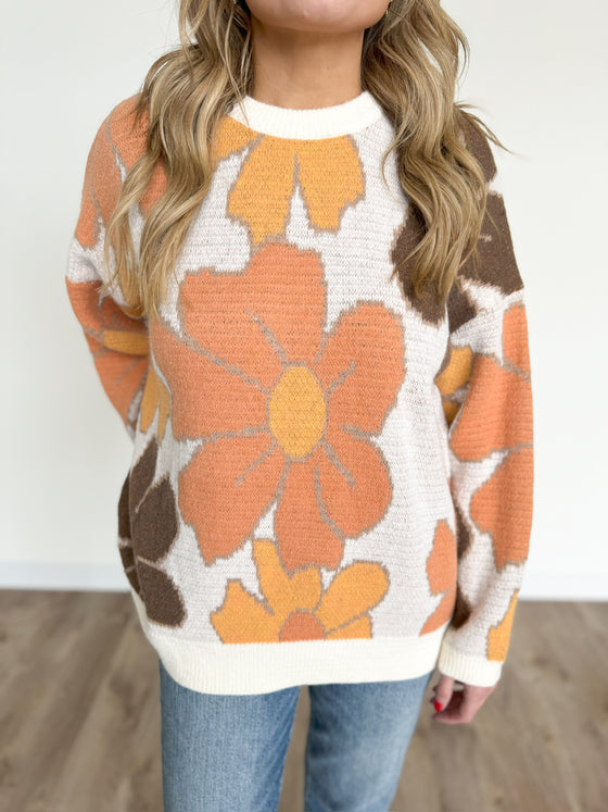 Julie Flower Sweater in Oatmeal