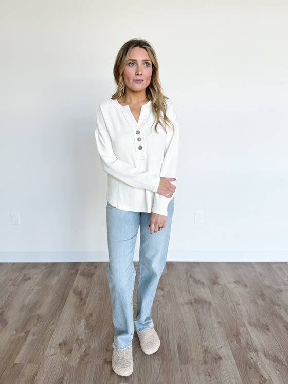 Indie Henley Top in Cream