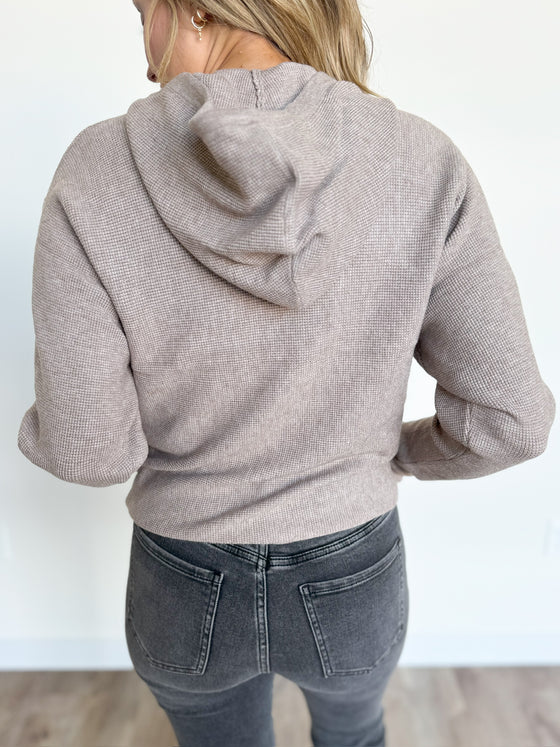 Eileen Mini Waffle Hoodie in Stone