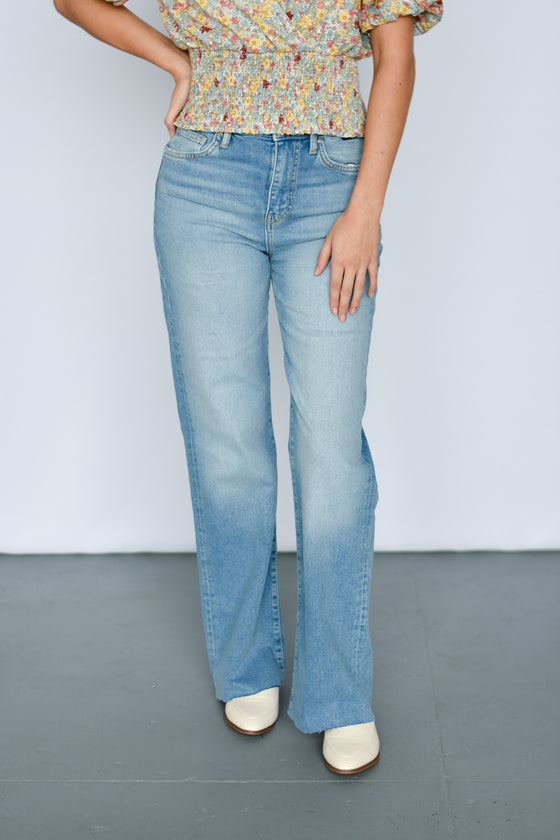 Lailah Light Wash Straight Flare Jeans