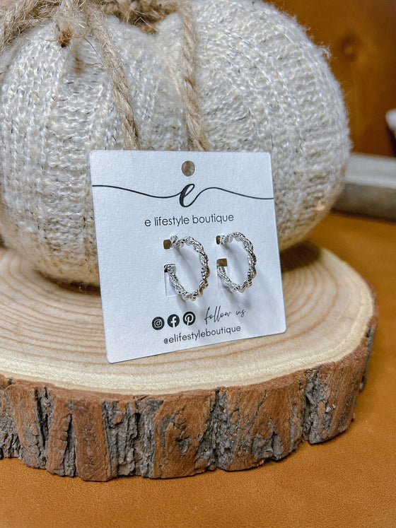 Primrose Twist Hoop Earrings in Silver