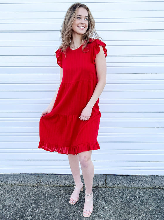 Nathalia Midi Dress in Red