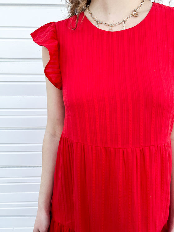 Nathalia Midi Dress in Red
