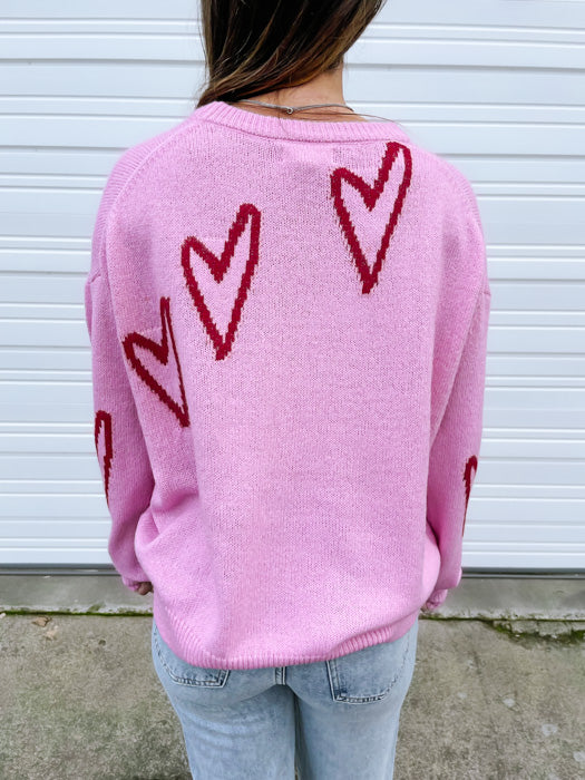 Ocean Pink Heart Sweater