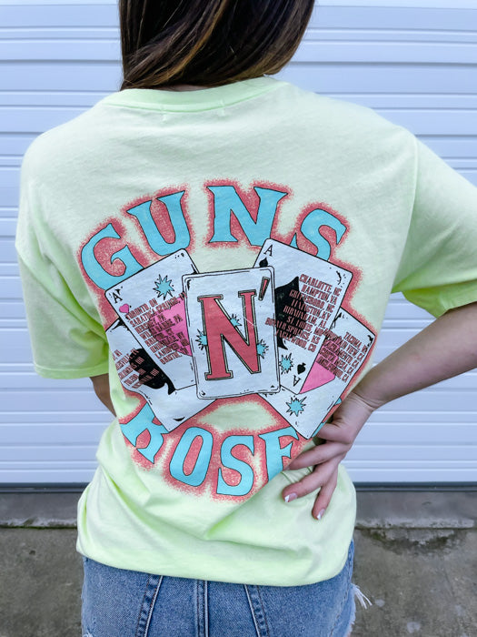 Olive Guns & Roses Cards Tee