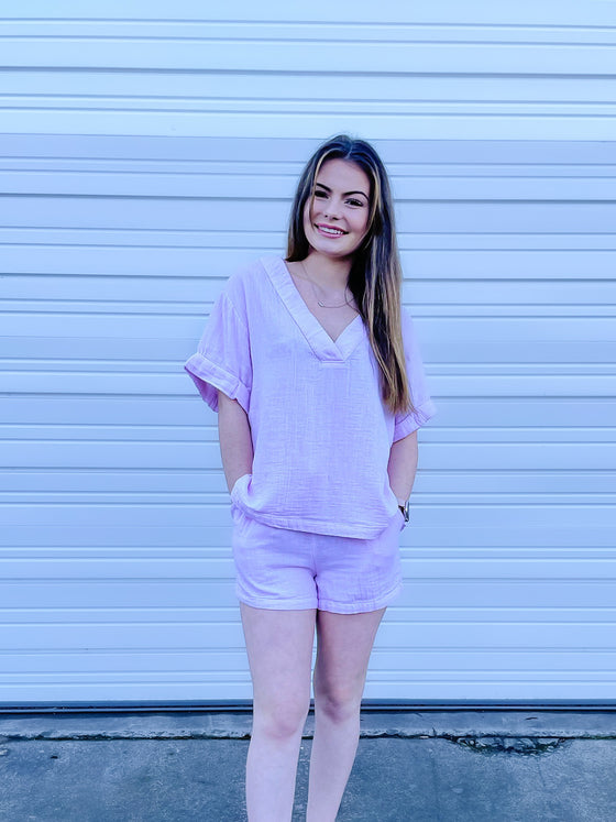 Willow Crepe Top In Lilac
