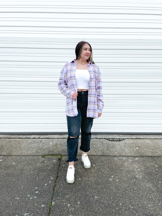 Lily Light Plaid Top In Lavender