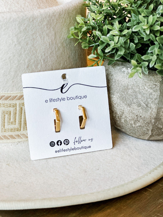 Alexandra Hexagon Huggie Earrings in Gold