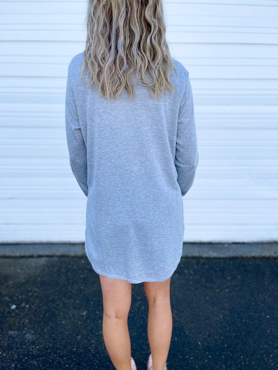 Clementine Long Sleeve Slit Top in Heather Grey