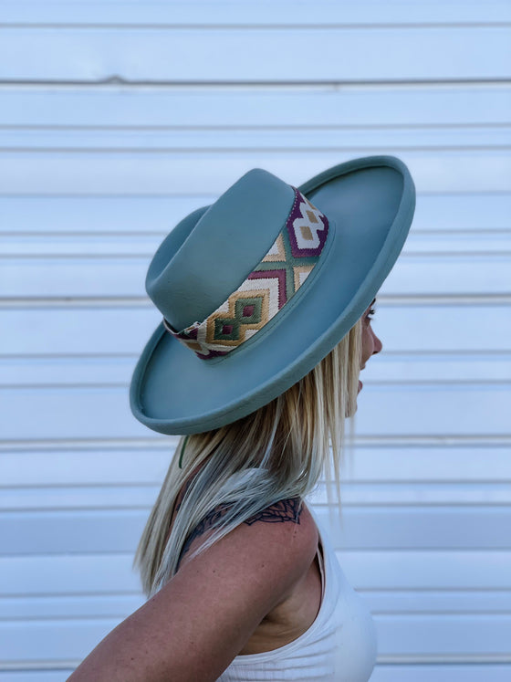 Zaylee Pencil Brim Rancher with Hat Band in Sage