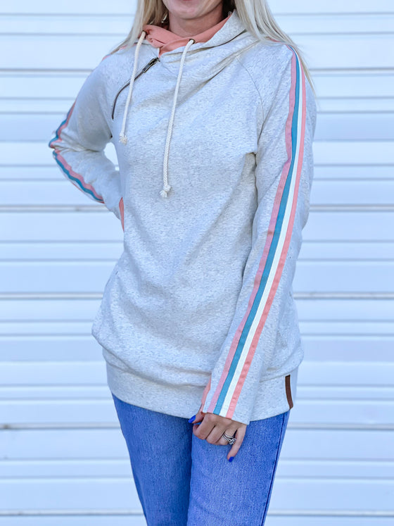 Cass Ribbon Sleeve Double Hoodie