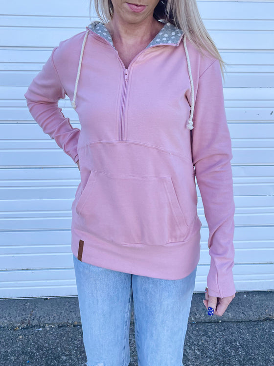 Zoe Pink Half Zip Sweatshirt