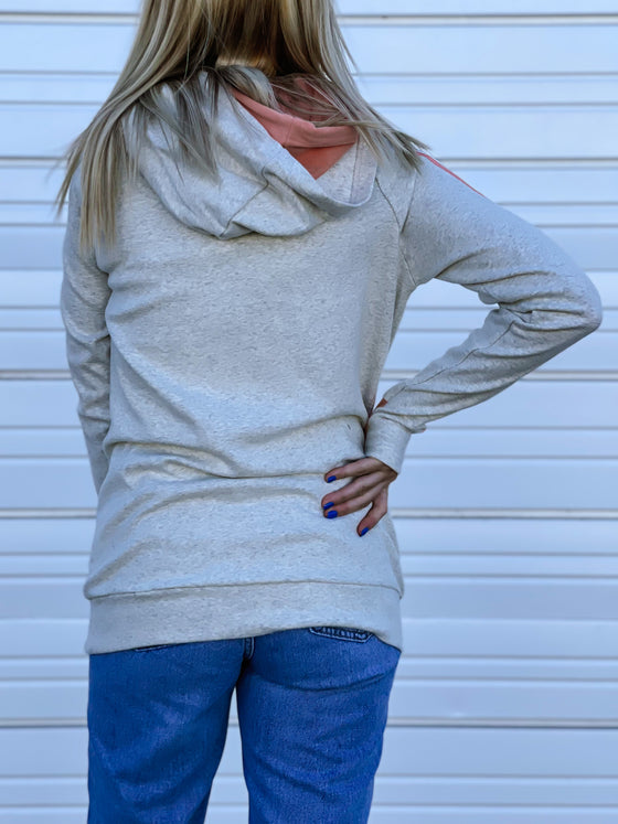 Cass Ribbon Sleeve Double Hoodie